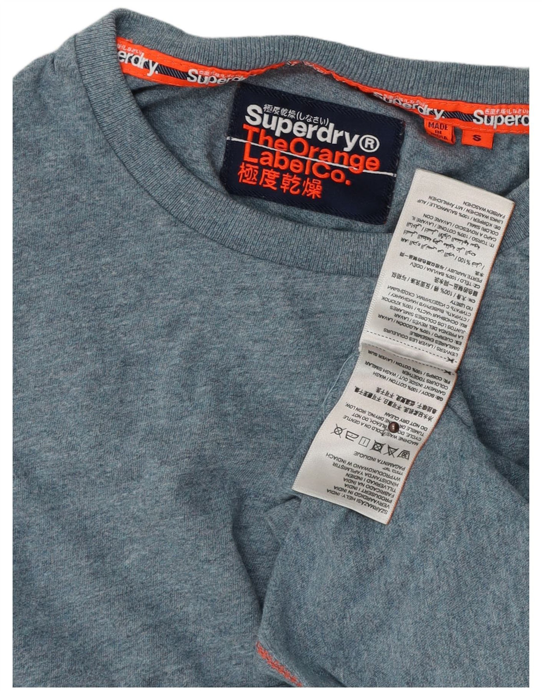 SUPERDRY Męski T-shirt Top Mały Niebieski Bawełniany