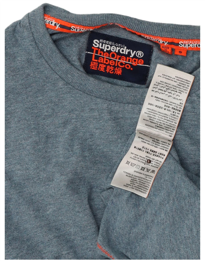 SUPERDRY Męski T-shirt Top Mały Niebieski Bawełniany