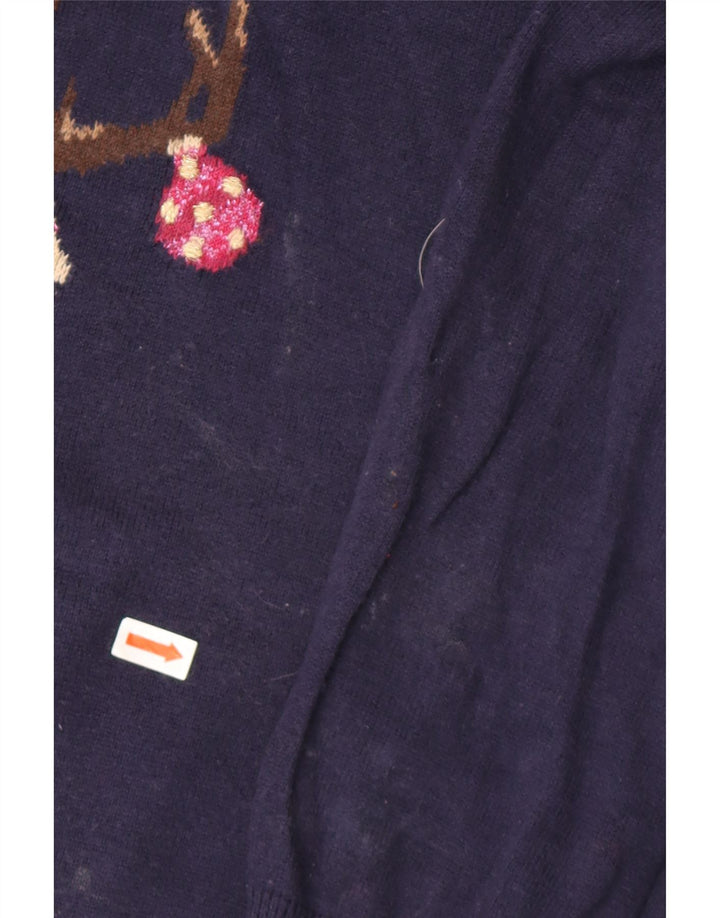 Sweter damski Joules z dekoltem w łódkę UK 14, duży, granatowy, świąteczny