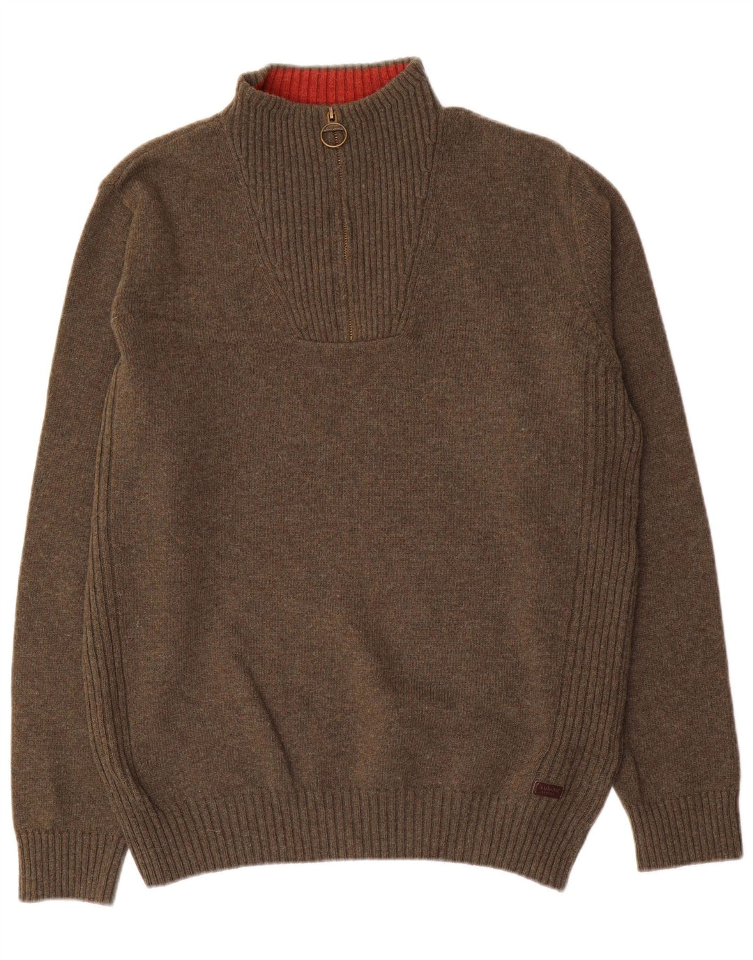 Męski sweter z zamkiem błyskawicznym Barbour, duża wełna khaki