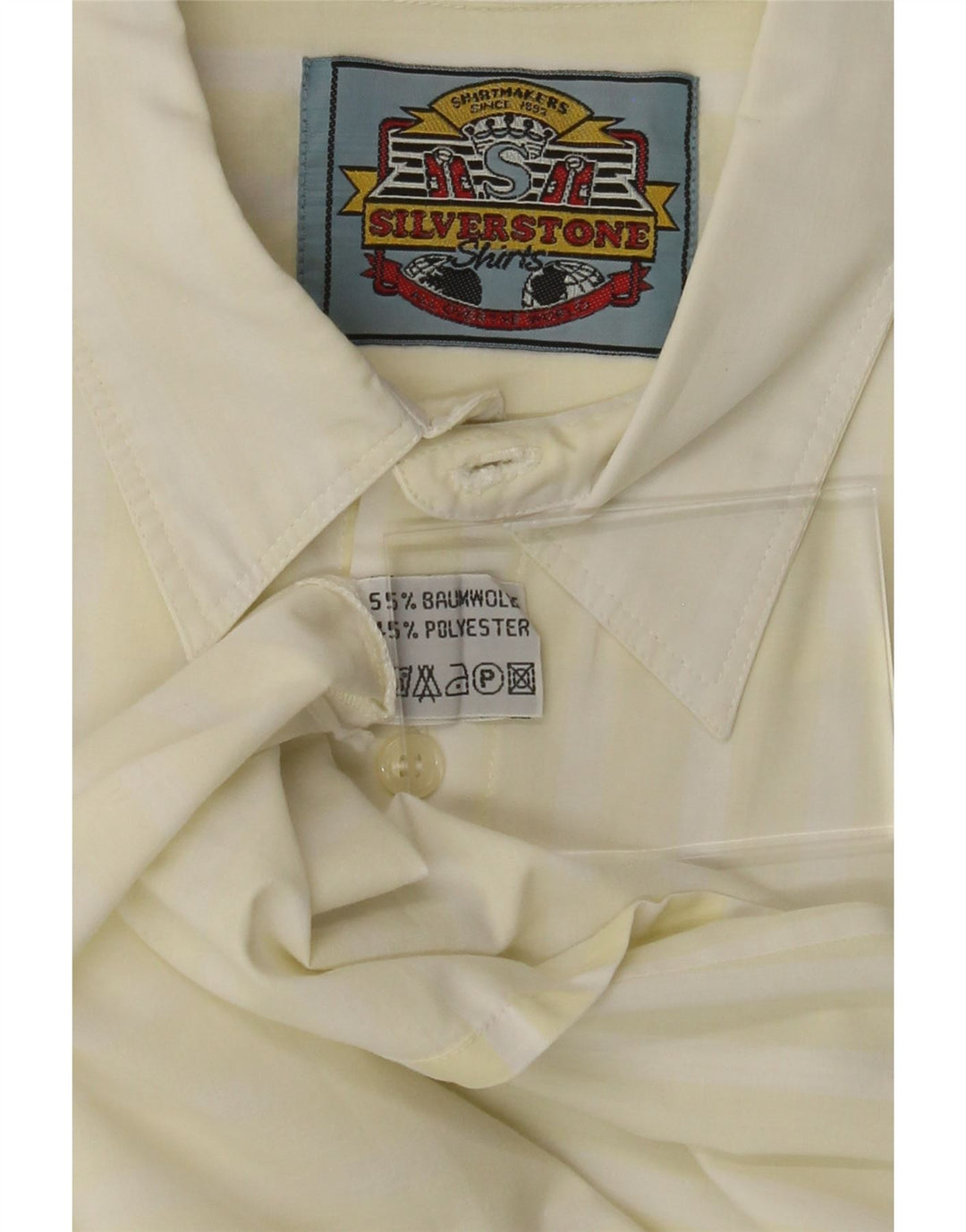 SILVERSTONE Mens Short Sleeve Shirt XL Yellow Striped Cotton Vintage Silverstone and Second-Hand Silverstone from Messina Hembry 