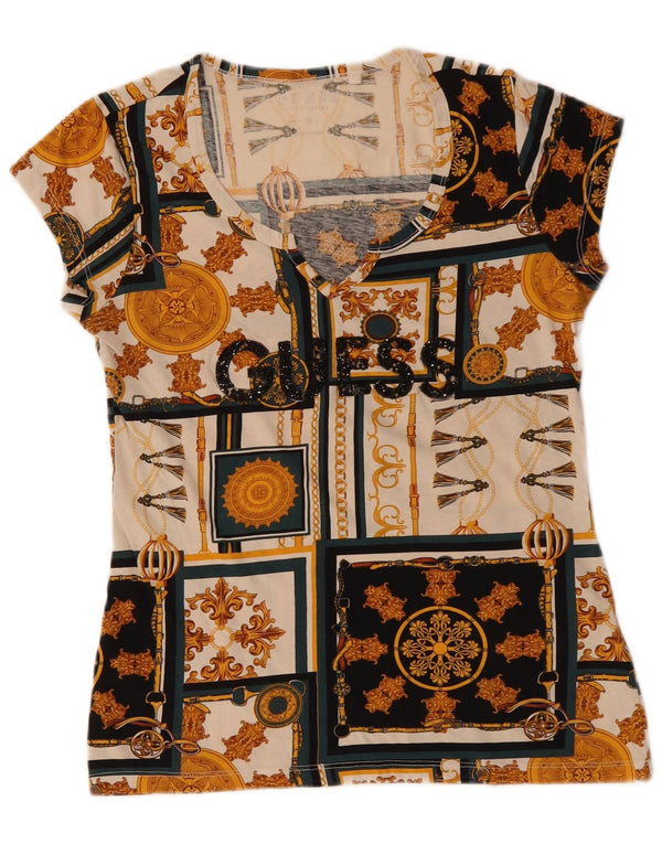 Damska koszulka graficzna Guess Top UK 12, średnia, wielobarwna