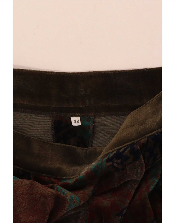 Vintage damskie spodnie na co dzień w abstrakcyjny wzór IT 44 Medium W26 L34 brązowe