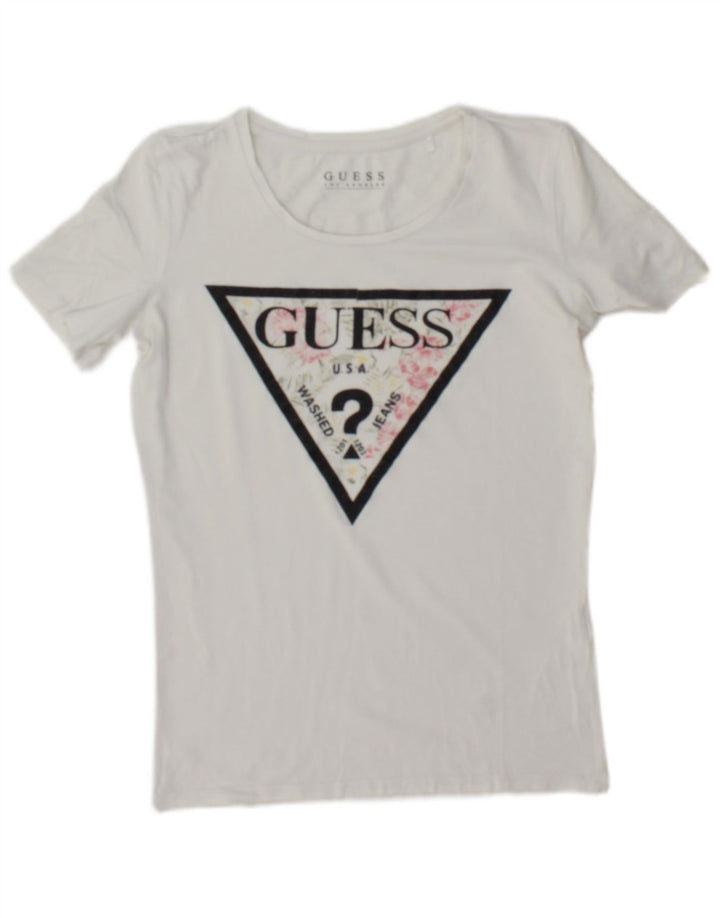 Damska koszulka graficzna Guess Top UK 12 Medium White
