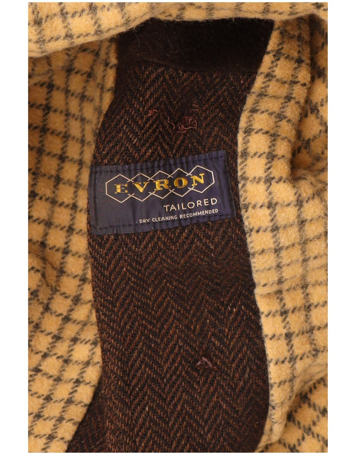 Płaszcz męski z rękawem 3/4 w stylu vintage, UK 40, duży, brązowy, w jodełkę
