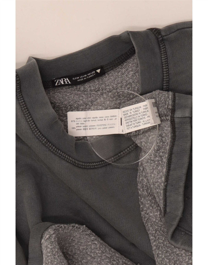 Damski sweter typu Crop Oversize Zara UK 14, średnioszary, bawełniany