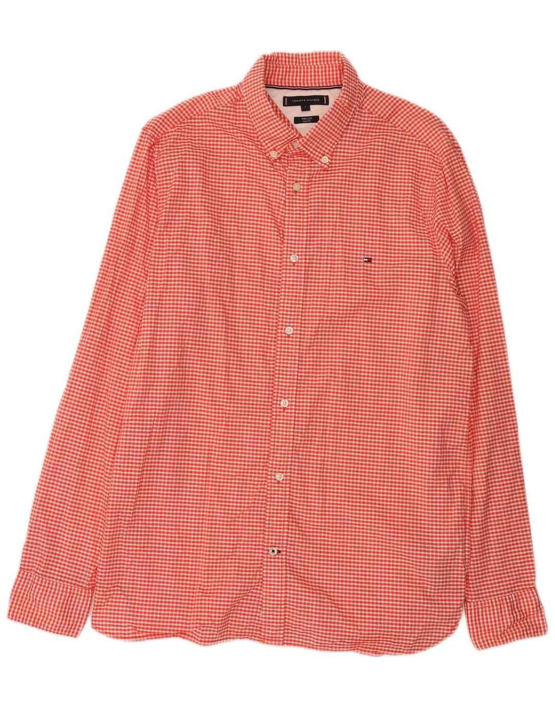 Męska koszula slim fit Tommy Hilfiger, duża, czerwona bawełniana kratka