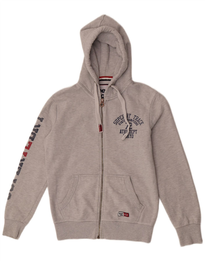 Męski sweter z kapturem i zamkiem błyskawicznym Superdry, średnioszary, bawełniany