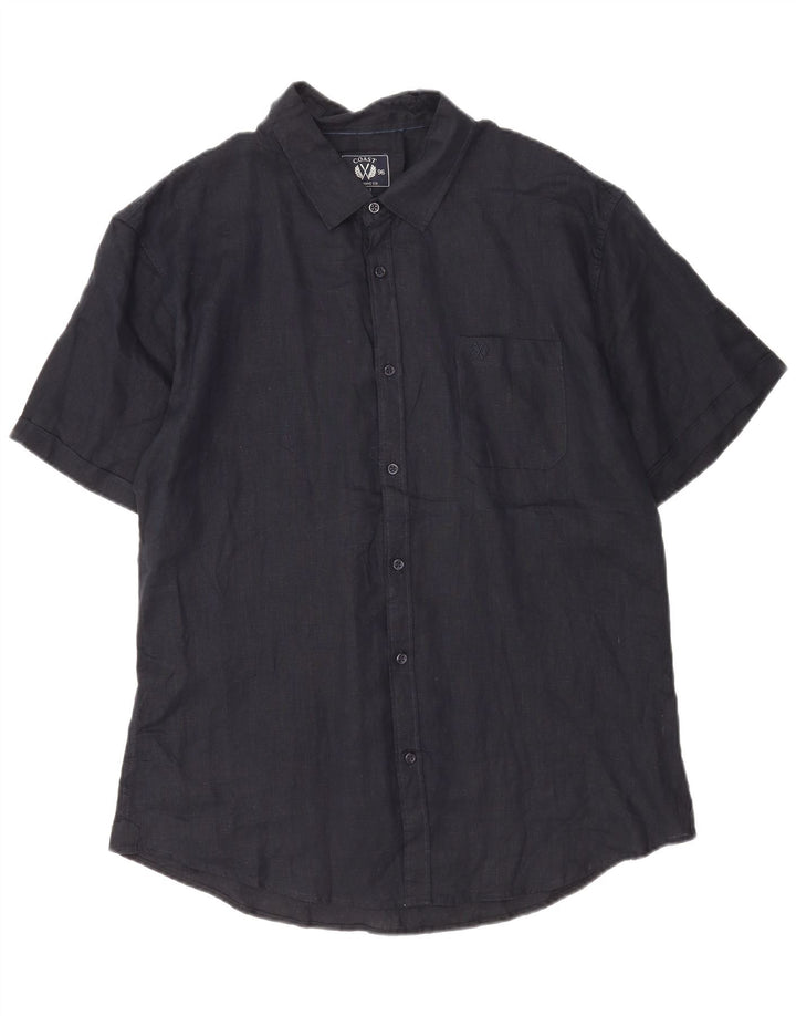 Koszula męska z krótkim rękawem Coast, 2XL, granatowa, lniana
