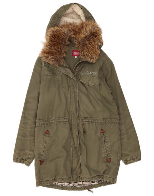 Damska kurtka parka z kapturem Animal UK 14, duża bawełna khaki
