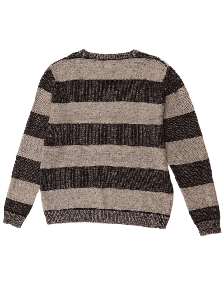 Męski sweter Billabong z dekoltem w łódkę Średni szary akryl w paski