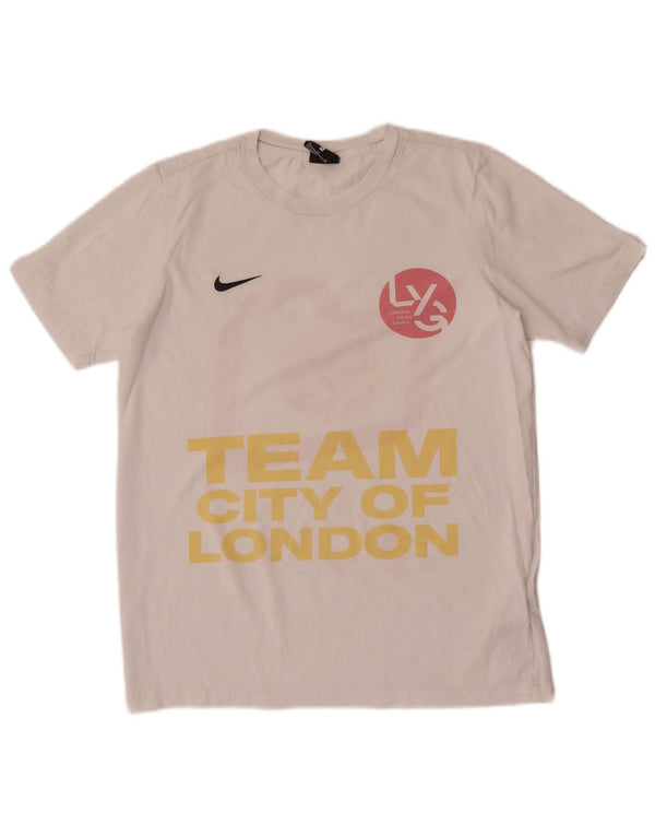 Chłopięcy T-shirt z grafiką Nike Dri Fit, 13-14 lat XL, biała bawełna