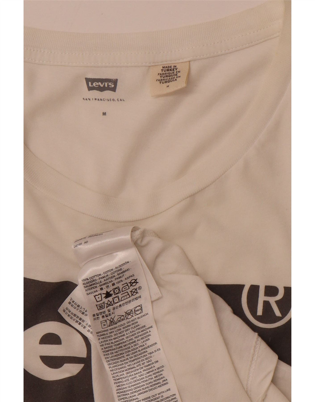 Damska koszulka z grafiką LEVI'S Top UK 12 Średnia biała bawełna