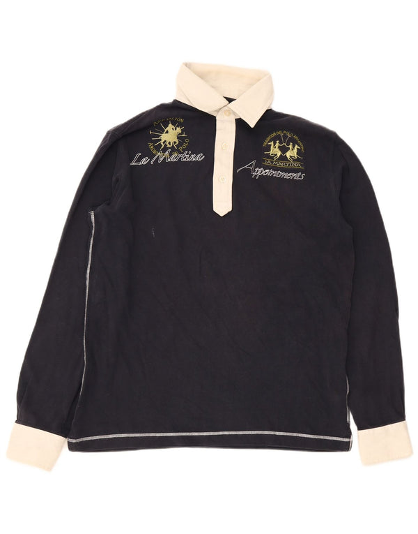 Męska graficzna koszulka polo do rugby La Martina XL w kolorze granatowym