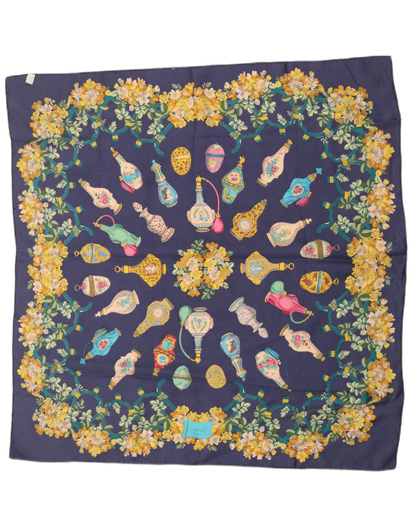 Gucci Damski graficzny kwadratowy szalik w jednym rozmiarze Granatowy kwiatowy jedwabny klasyk