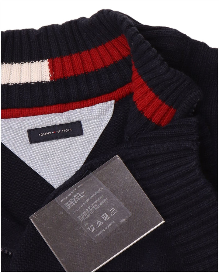TOMMY HILFIGER Chłopięcy sweter z zamkiem, 14-15 lat, granatowy, bawełniany