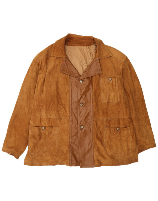 Vintage męska zamszowa kurtka IT 54 XL beżowa skóra