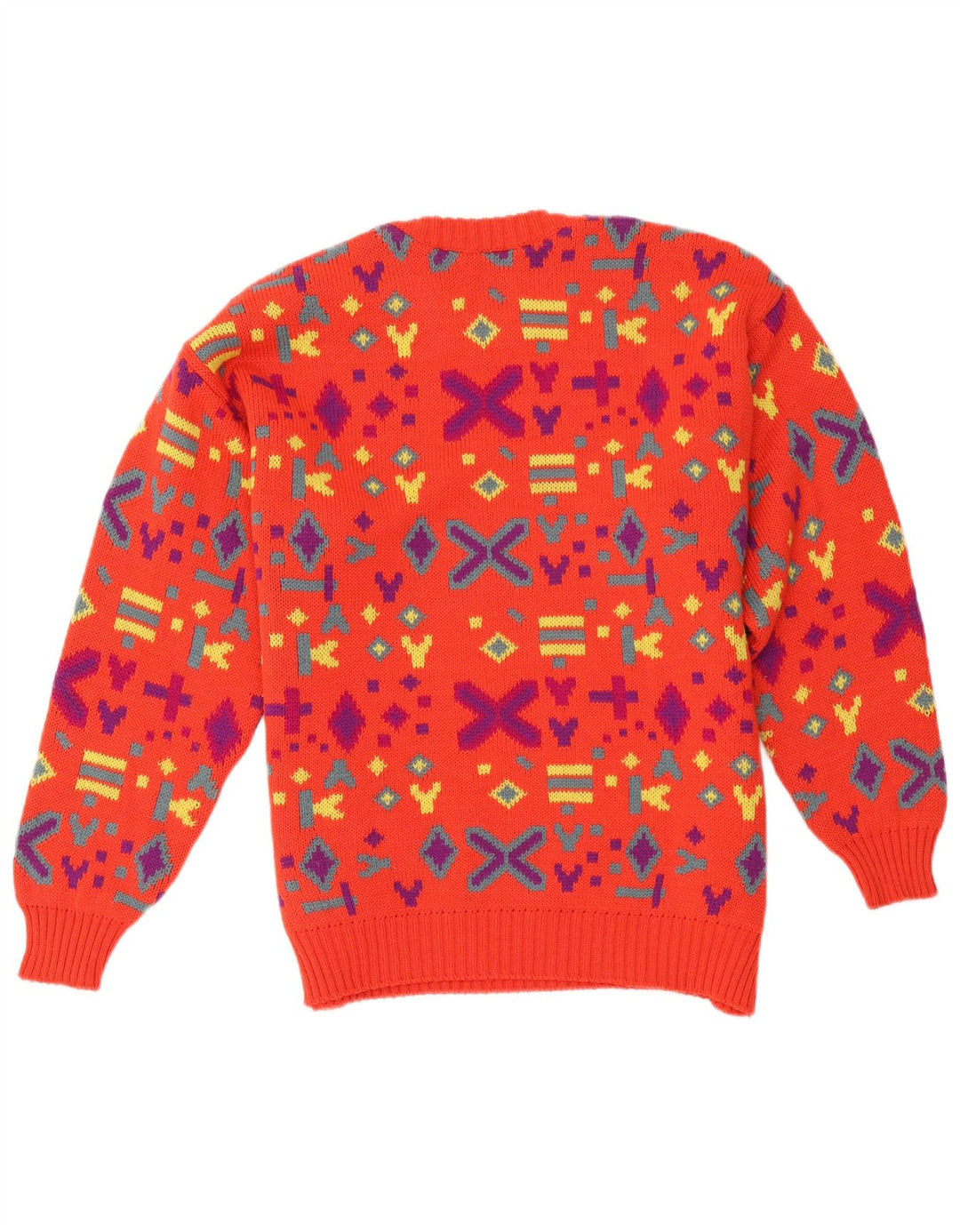 Męski sweter Pancari z okrągłym dekoltem, duży, czerwony, geometryczny, wełniany