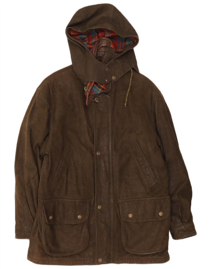 Conrad Męski skórzany wiatrówka z kapturem IT 52 XL Khaki