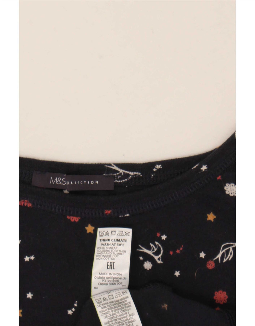 Marks & Spencer Damski top z abstrakcyjnym wzorem z rękawem 3/4, UK 20 2XL, granatowy