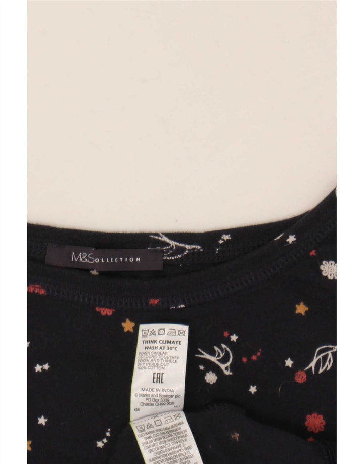 Marks & Spencer Damski top z abstrakcyjnym wzorem z rękawem 3/4, UK 20 2XL, granatowy