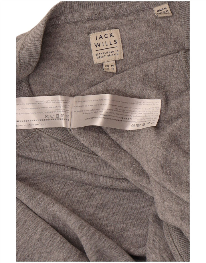 JACK WILLS Womens Sweatshirt Jumper UK 14 Large Grey Cotton