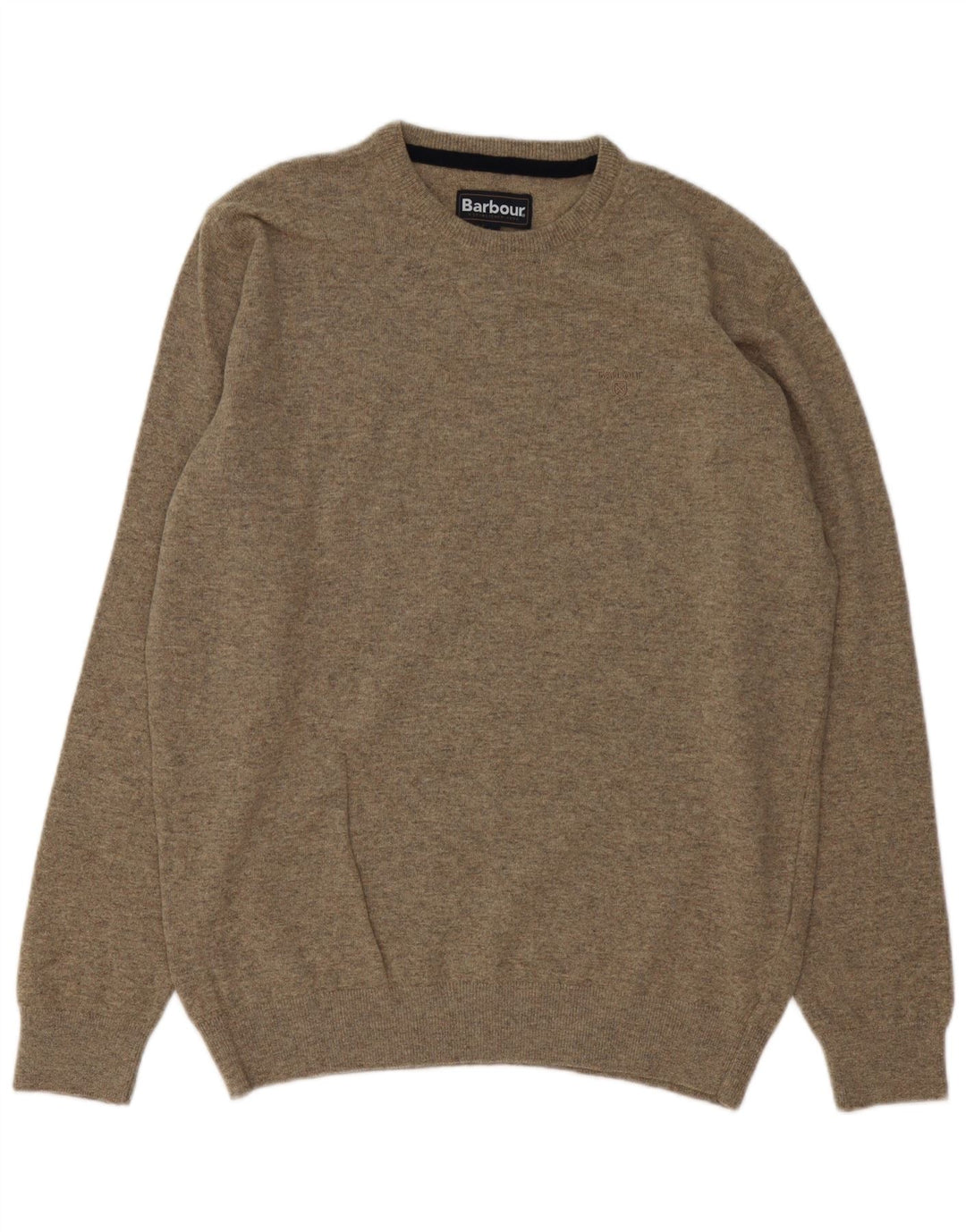 Męski sweter z okrągłym dekoltem Barbour, duży, szary, wełniany
