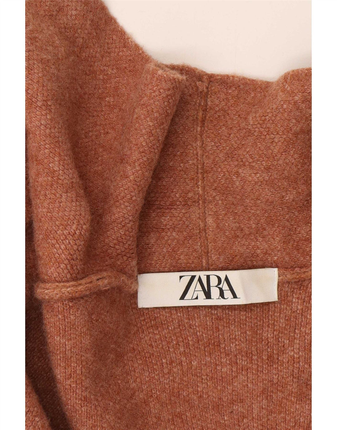 Sweter damski Zara z długim rękawem i otwartym kardiganem UK 14, średni beż, wełna