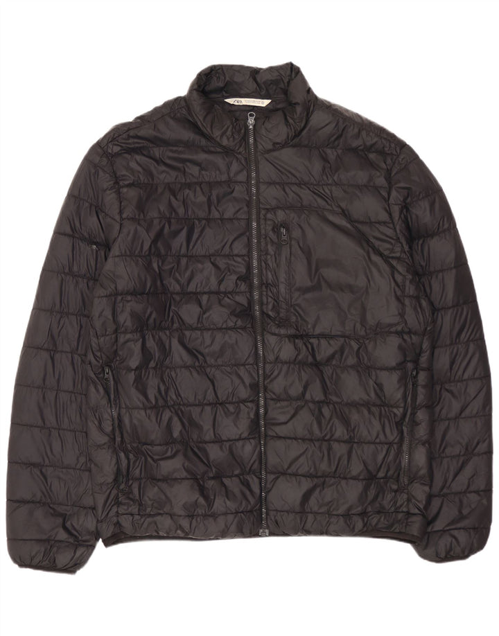 Męska ocieplana kurtka ZARA UK 44 2XL Czarny nylon