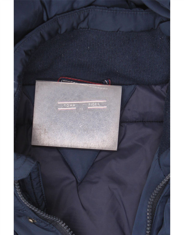 Chłopięcy, ocieplany płaszcz z kapturem Tommy Hilfiger 13-14 lat, granatowy, poliester