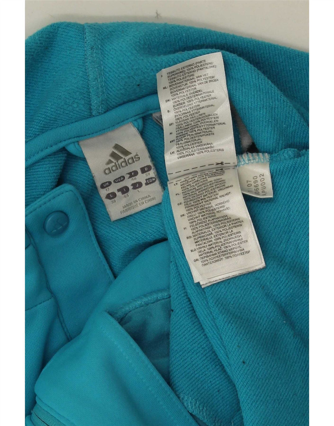 Damski sweter z kapturem i zamkiem błyskawicznym Adidas UK 12 Średni niebieski poliester z blokami kolorów