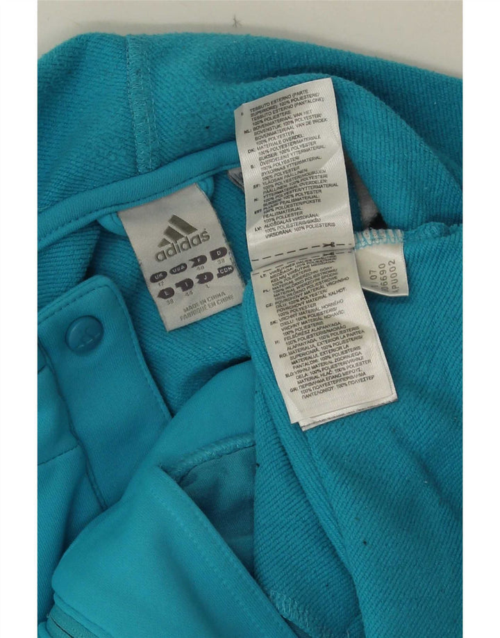 Damski sweter z kapturem i zamkiem błyskawicznym Adidas UK 12 Średni niebieski poliester z blokami kolorów