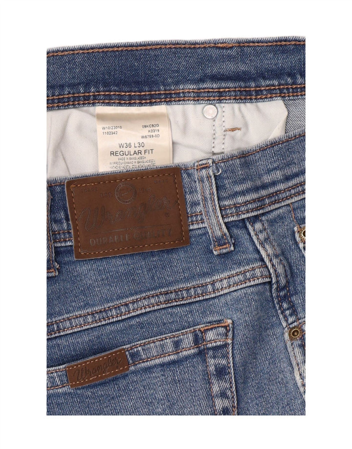 WRANGLER Męskie proste dżinsy W36 L30 Niebieskie, bawełniane