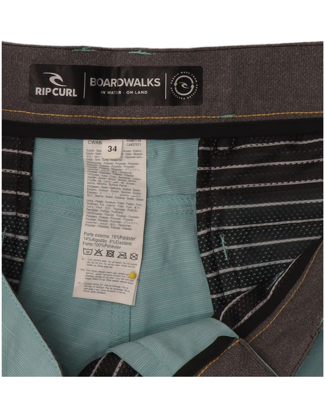 Męskie spodenki chino Rip Curl W34, duży, niebieski, nakrapiany poliester