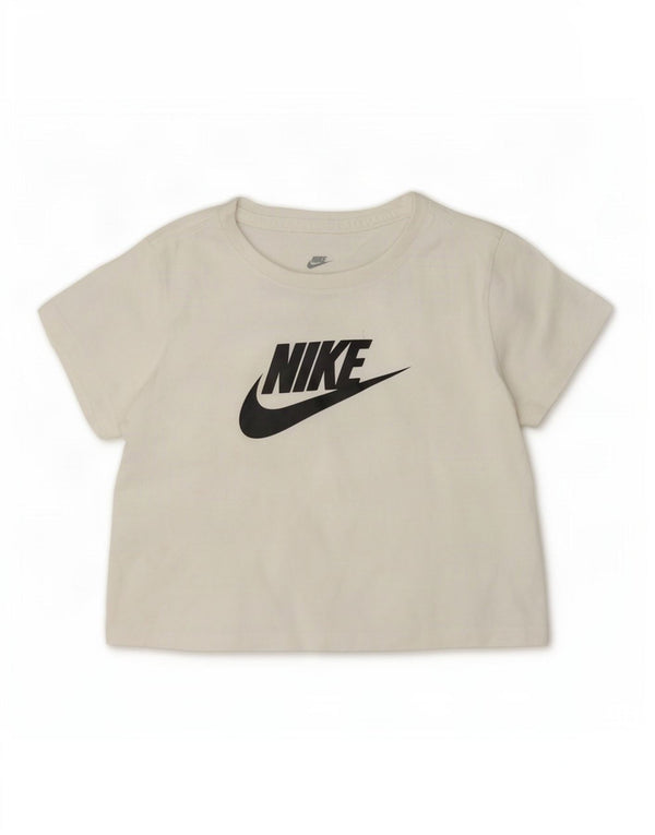 Dziewczęca koszulka Nike z krótkim rękawem i grafiką, rozmiar 12-13 lat, biała, bawełniana