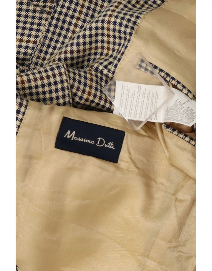 Męska marynarka zapinana na 3 guziki Massimo Dutti UK 40 duża beżowa pepitka