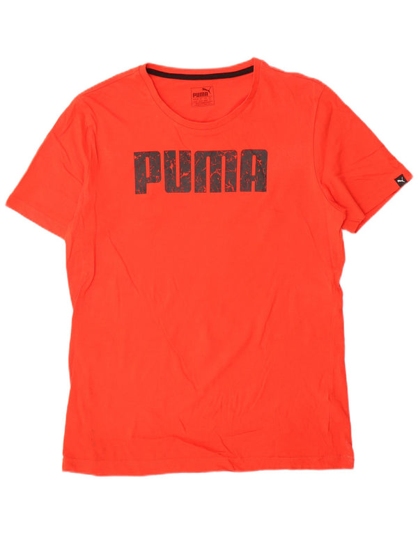 Męska koszulka z grafiką Puma, bawełniana, średnia czerwona