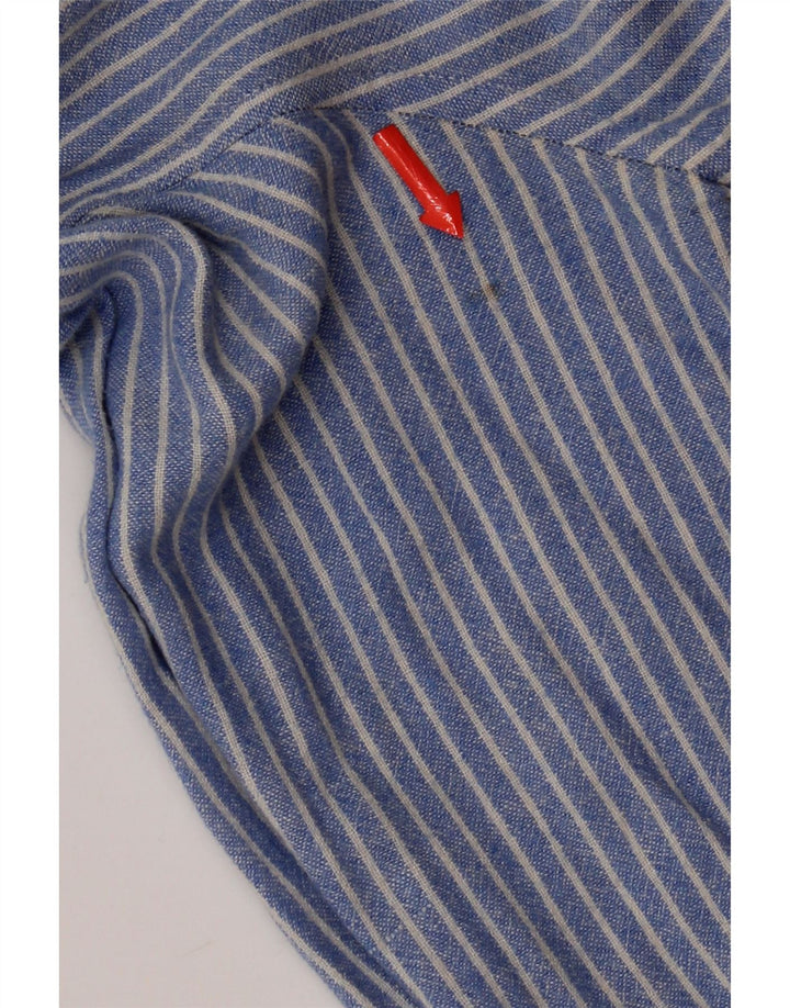 Koszula męska Crew Clothing Średni niebieski lniany w prążki