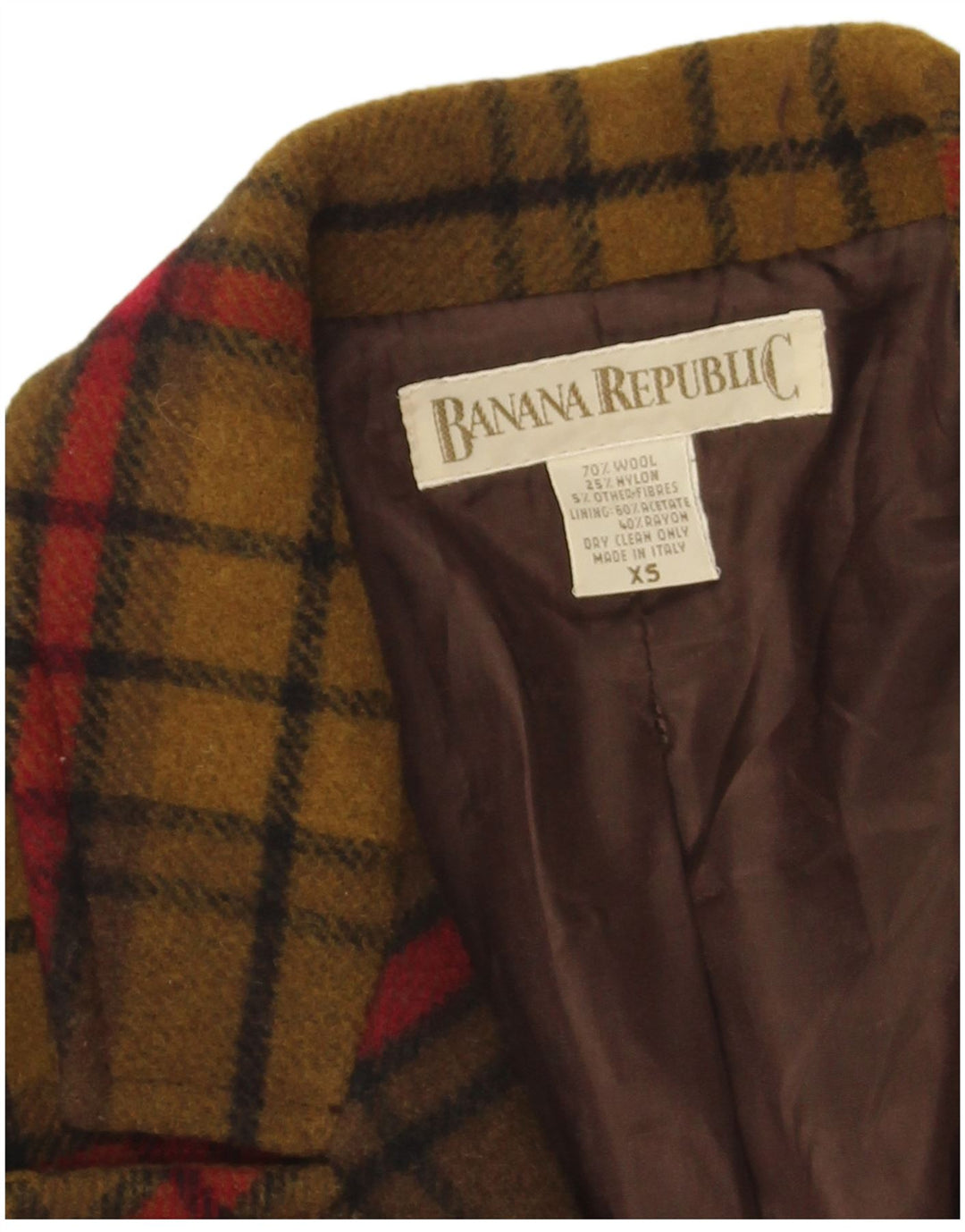 Damska marynarka oversize Banana Republic zapinana na 3 guziki, UK 6 XS, khaki w kratkę