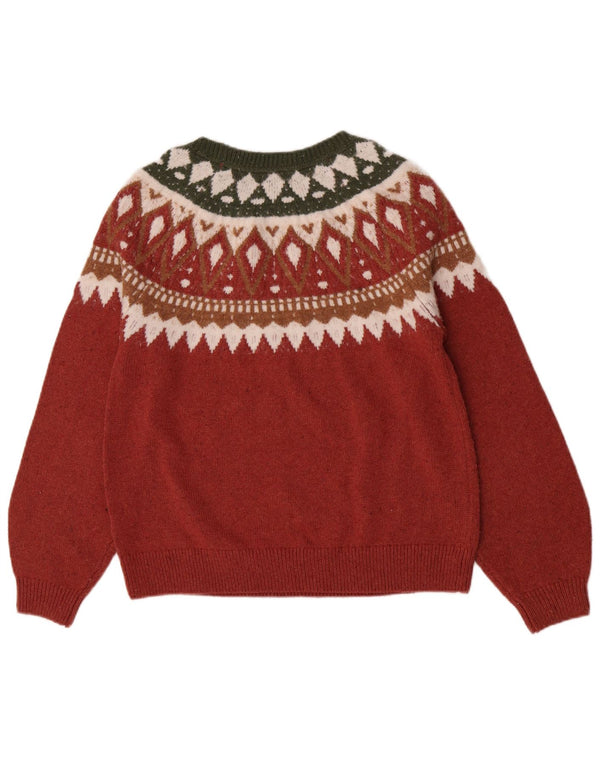 Damski sweter z okrągłym dekoltem Fat Face UK 14, duży, czerwony Fair Isle Cotton