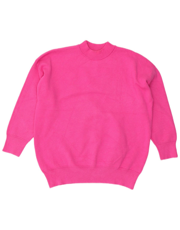 Damski sweter oversize z okrągłym dekoltem Zara UK 14 Średni różowy wiskoza