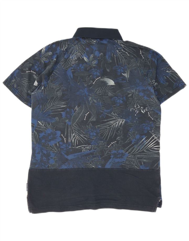Męska koszulka polo Armani Exchange, średnia niebieska, bawełniana w kwiaty