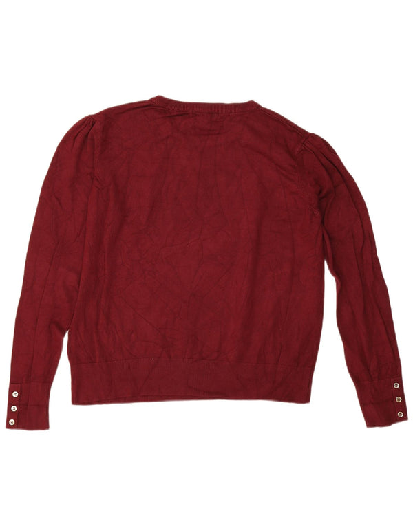 Damski sweter z okrągłym dekoltem Oasis UK 16, duża, bordowa wiskoza