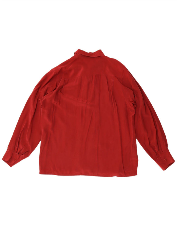 Damska bluzka koszulowa w stylu vintage EU 44 XL Bordowy jedwab