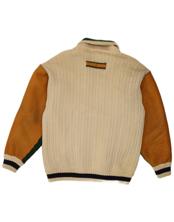 Kurtka męska Umberto Bilancioni UK 40, duża, żółta skóra z blokami kolorów