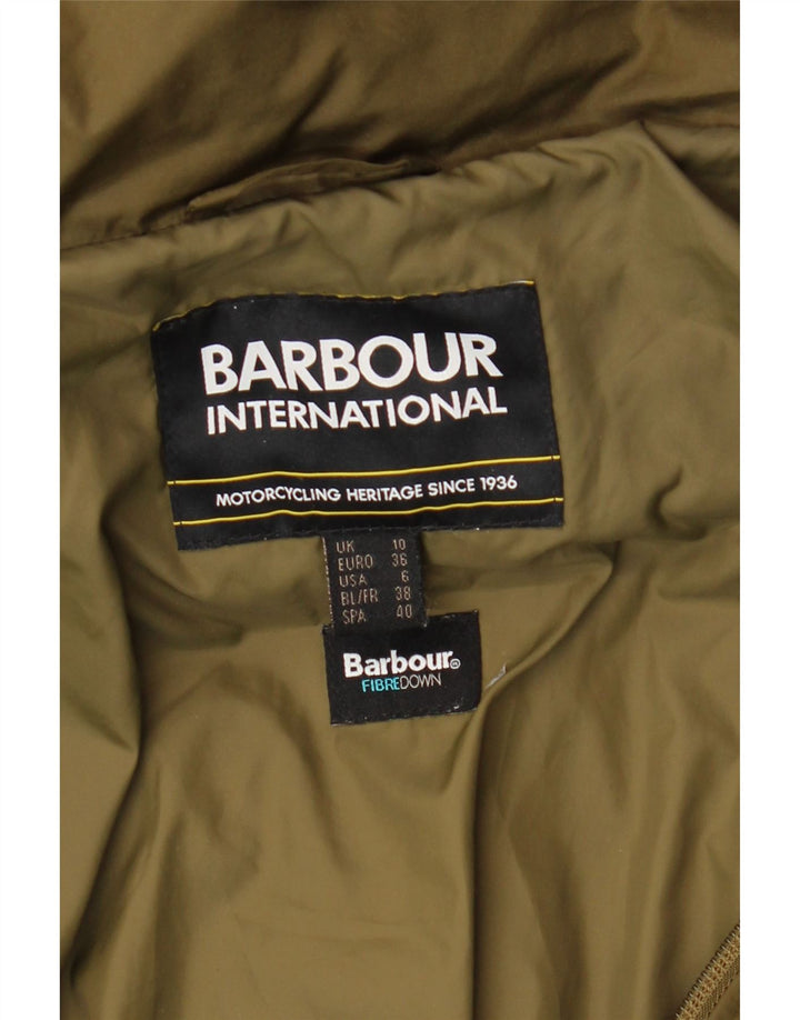 Damski, oversize'owy, ocieplany płaszcz z kapturem Barbour UK 10 Small Khaki