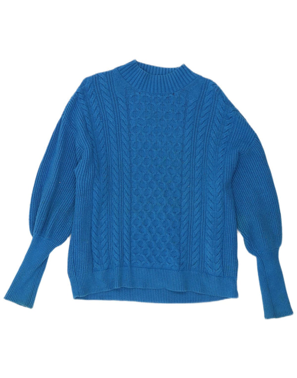 Marks & Spencer Damski sweter z golfem UK 16, duży, niebieski wiskoza