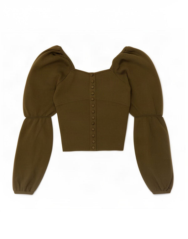 Damski krótki top z długim rękawem Zara UK 8 Small Green