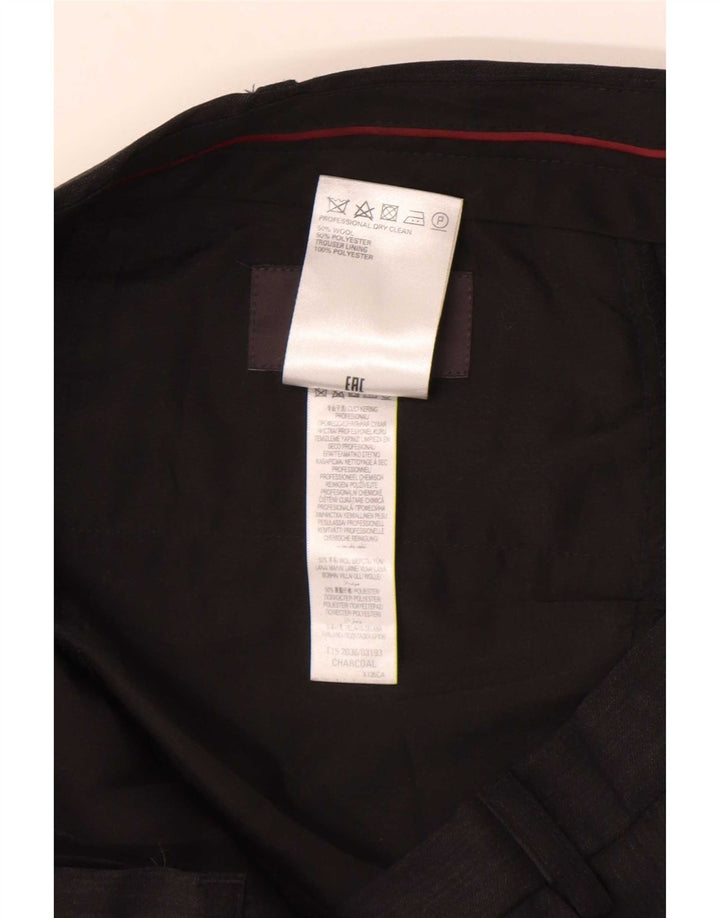 Męskie spodnie garniturowe Marks & Spencer o regularnym kroju W36 L31 Szara wełna