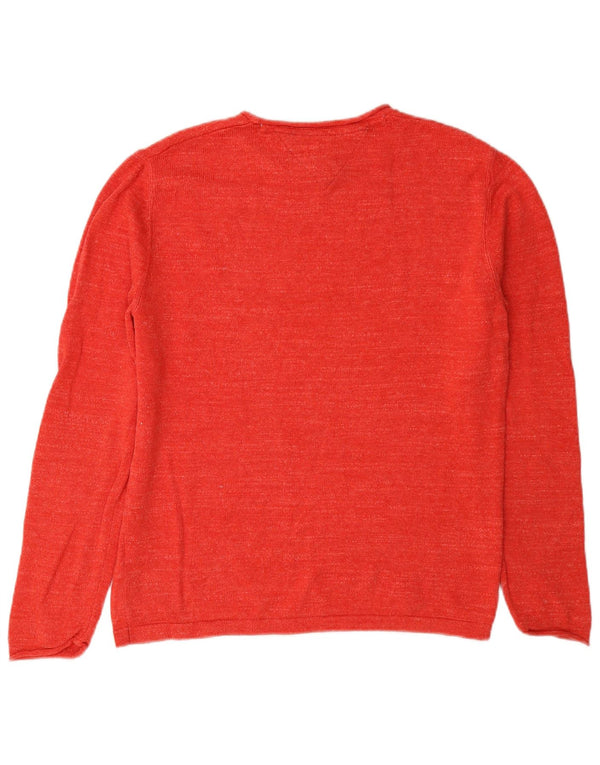 Damski sweter oversize Tommy Hilfiger z dekoltem w łódkę UK 6 XS, czerwony, bawełniany